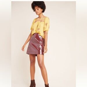 Anthropologie Maeve Faux Patent Leather Skirt